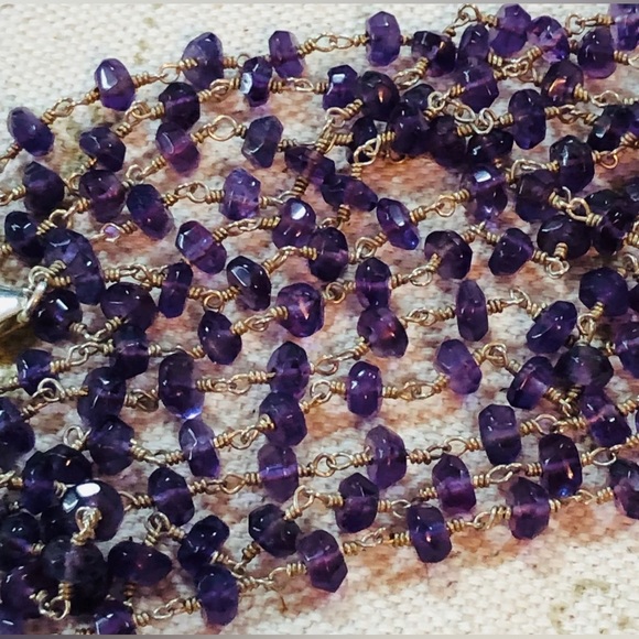 Genuine Amethyst Beads 3 layered necklace in Sterling Silver💕 - Picture 3 of 3